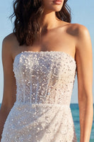 Load image into Gallery viewer, Sparkly Strapless Ivory Corset Beaded Tight Short Wedding Dress