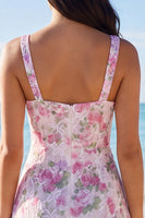 Load image into Gallery viewer, Floral Light Pink V-Neck Short Graduation Dress with Ruffles