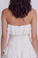 Load image into Gallery viewer, A Line Strapless Short Ivory Beach Wedding Dress with Ruffles