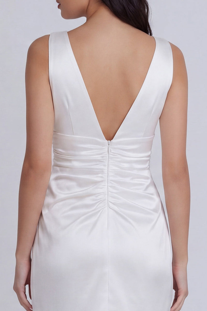 Load image into Gallery viewer, V-Neck Tight Ruched Short Ivory Graduation Dress