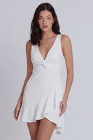 Load image into Gallery viewer, Ivory V-Neck Ruched Short Graduation Dress with Ruffles