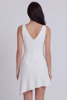 Load image into Gallery viewer, Ivory V-Neck Ruched Short Graduation Dress with Ruffles