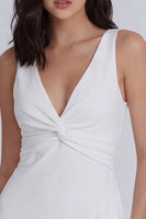 Load image into Gallery viewer, Ivory V-Neck Ruched Short Graduation Dress with Ruffles