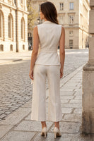 Load image into Gallery viewer, 2 Piece Ivory Double Breasted Shawl Lapel Business Suits with Pockets