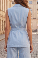 Load image into Gallery viewer, Peak Lapel Light Blue Single Breasted 2 Piece Business Suits with Belt