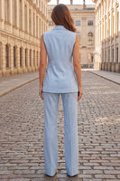 Load image into Gallery viewer, Peak Lapel Double Breasted Light Blue 2 Piece Business Suits