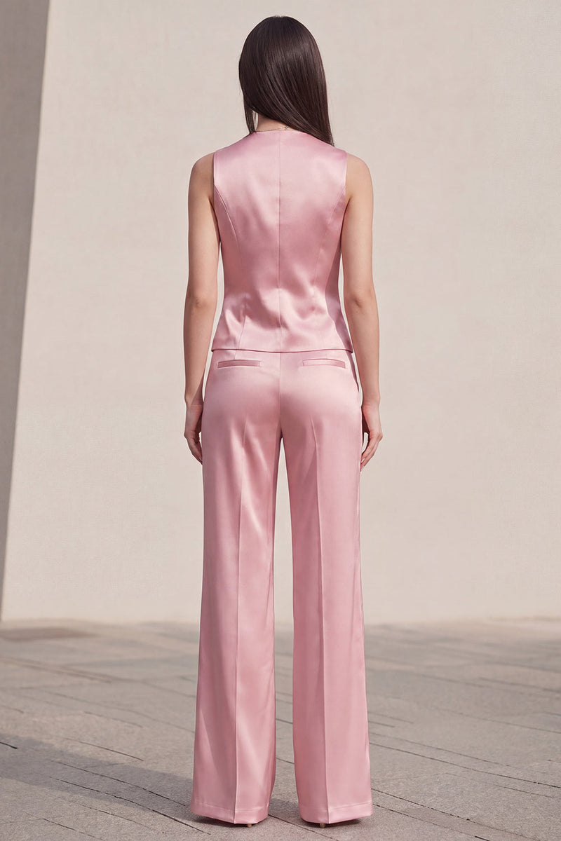 Load image into Gallery viewer, 2 Piece Pink V-Neck Single Breasted Business Suits