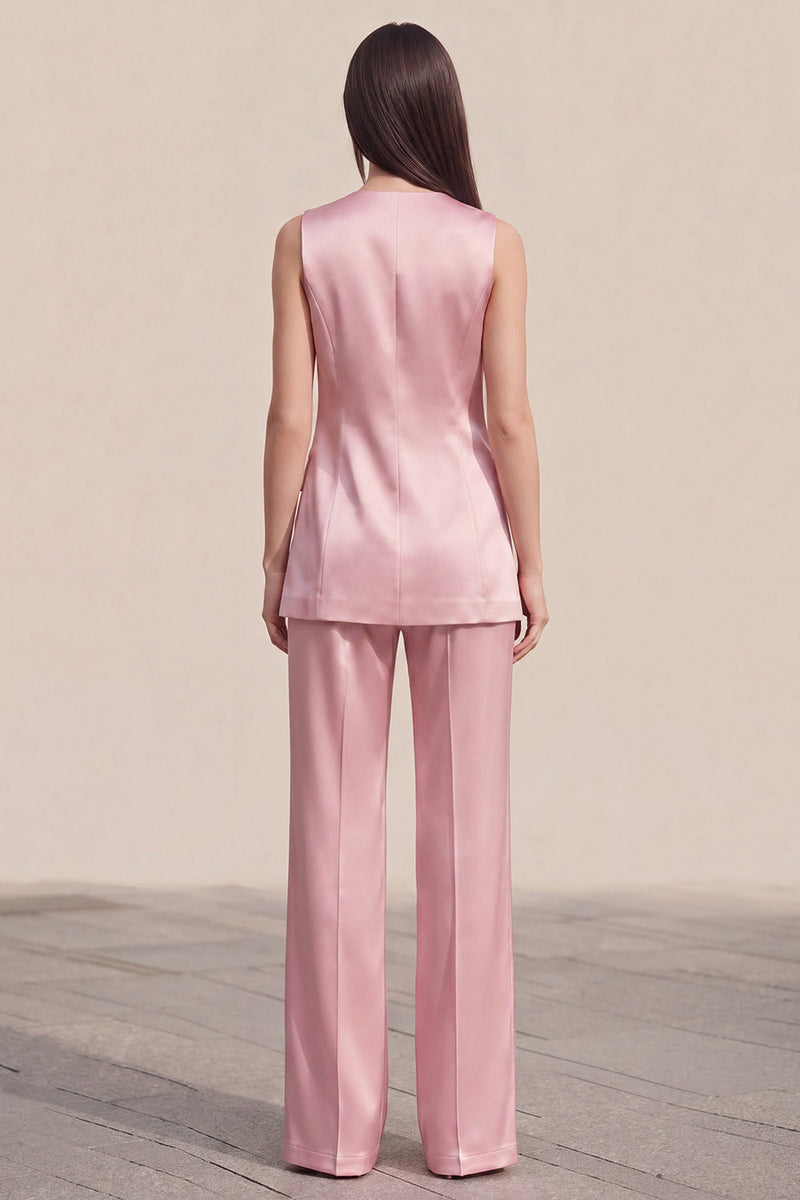 Load image into Gallery viewer, Pink 2 Piece Single Breasted V-Neck Business Suits