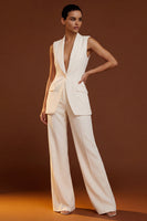 Load image into Gallery viewer, Ivory 2 Piece Shawl Lapel Single Breasted Wide Leg Business Suits