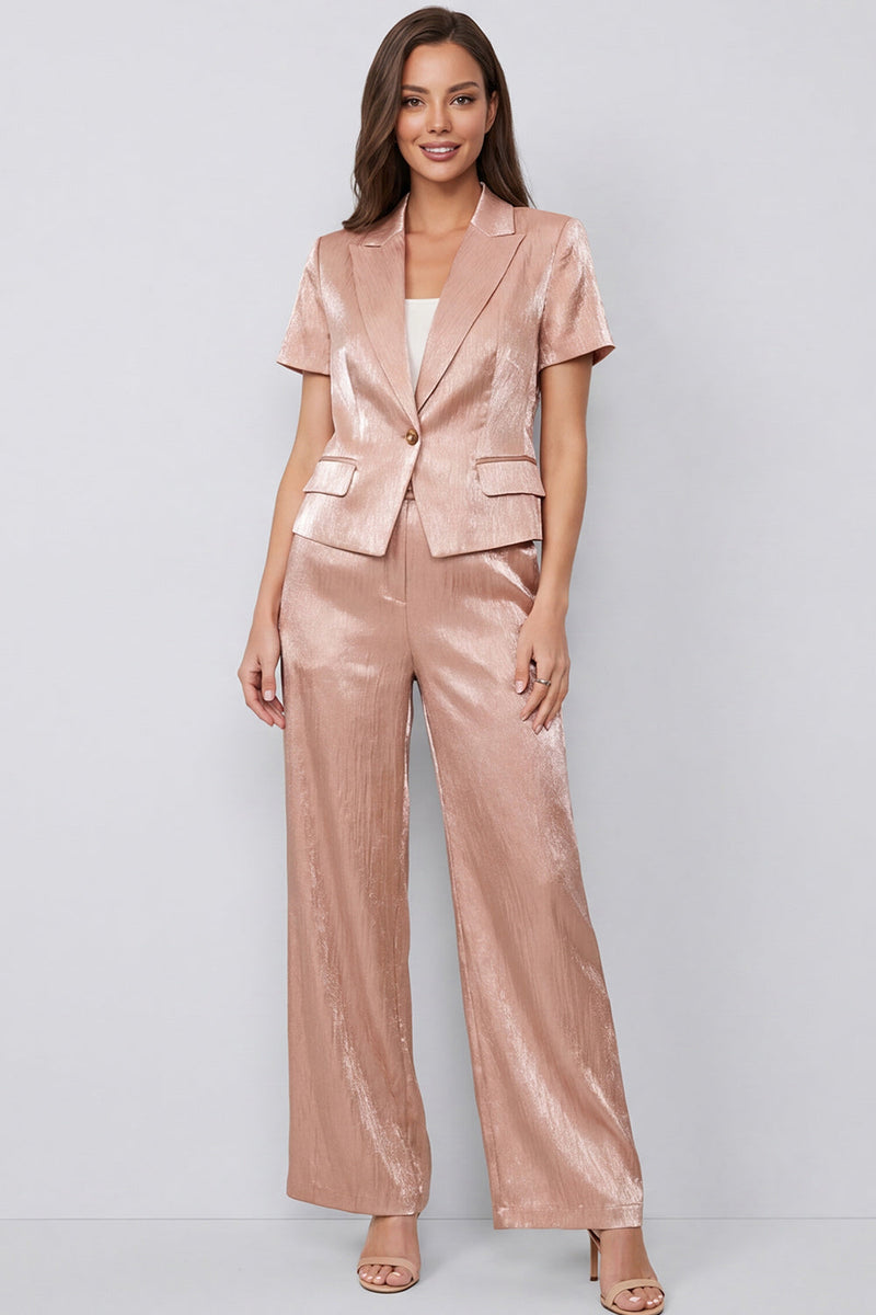 Load image into Gallery viewer, Dusty Rose Peak Lapel 2 Piece Short Sleeves Single Breasted Business Suits