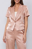 Load image into Gallery viewer, Dusty Rose Peak Lapel 2 Piece Short Sleeves Single Breasted Business Suits