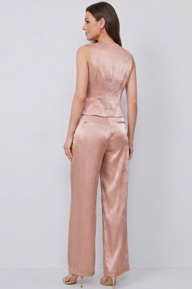 Load image into Gallery viewer, Dusty Rose 2 Piece Single Breasted V-Neck Business Suits with Pockets