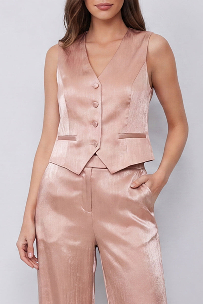 Load image into Gallery viewer, Dusty Rose 2 Piece Single Breasted V-Neck Business Suits with Pockets