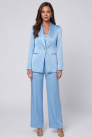 Load image into Gallery viewer, Light Blue Shawl Lapel 2 Piece Long Sleeves Single Breasted Business Suits
