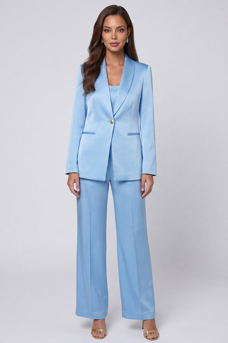 Load image into Gallery viewer, Light Blue Shawl Lapel 2 Piece Long Sleeves Single Breasted Business Suits
