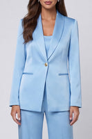 Load image into Gallery viewer, Light Blue Shawl Lapel 2 Piece Long Sleeves Single Breasted Business Suits