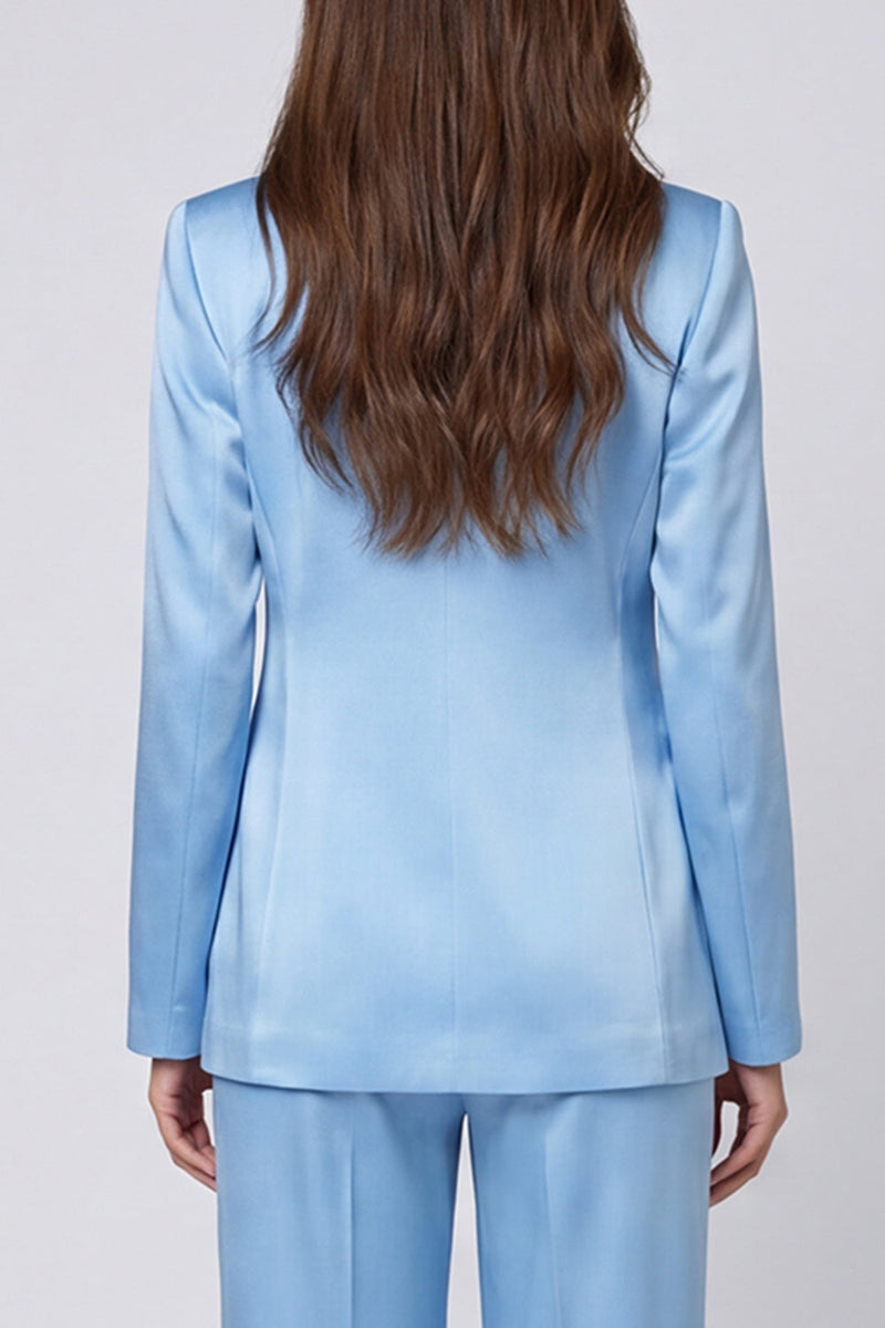 Load image into Gallery viewer, Light Blue Shawl Lapel 2 Piece Long Sleeves Single Breasted Business Suits