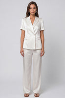 Load image into Gallery viewer, Ivory Peak Lapel Short Sleeves 2 Piece Single Breasted Business Suits