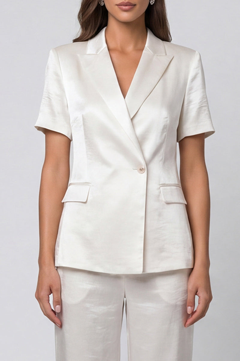 Load image into Gallery viewer, Ivory Peak Lapel Short Sleeves 2 Piece Single Breasted Business Suits