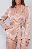 Load image into Gallery viewer, Dusty Rose Peak Lapel 2 Piece Long Sleeves Wide Leg Business Suits