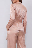 Load image into Gallery viewer, Dusty Rose Peak Lapel 2 Piece Long Sleeves Wide Leg Business Suits