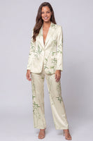 Load image into Gallery viewer, Light Green Notched Lapel Leaves Print 2 Piece Long Sleeves Single Breasted Business Suits