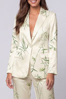 Load image into Gallery viewer, Light Green Notched Lapel Leaves Print 2 Piece Long Sleeves Single Breasted Business Suits