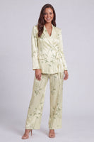Load image into Gallery viewer, Light Green 2 Piece Notched Lapel Leaves Print Long Sleeves Business Suits