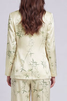 Load image into Gallery viewer, Light Green 2 Piece Notched Lapel Leaves Print Long Sleeves Business Suits