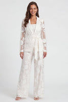 Load image into Gallery viewer, Ivory Floral 2 Piece Notched Lapel Long Sleeves Lace Business Suits