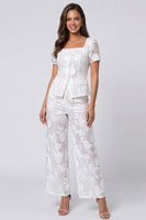 Load image into Gallery viewer, Ivory Square Neck Floral 2 Piece Single Breasted Lace Business Suits