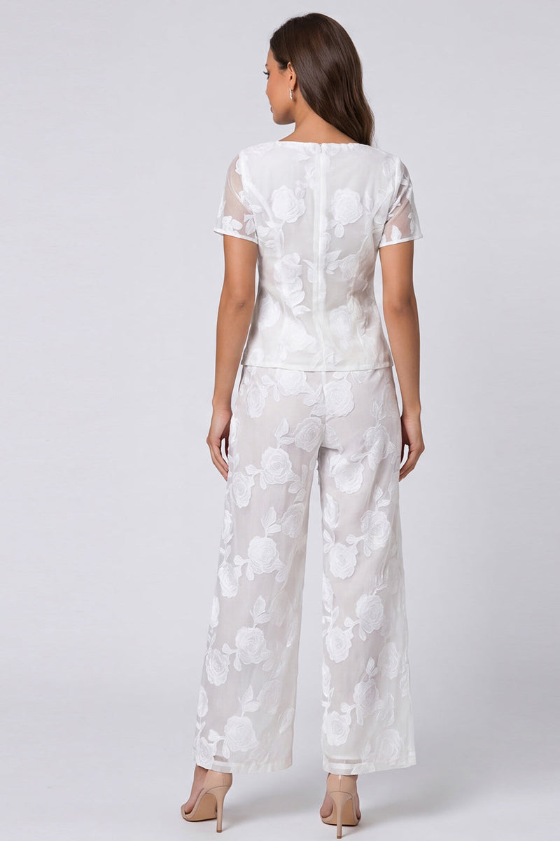 Load image into Gallery viewer, Ivory Square Neck Floral 2 Piece Single Breasted Lace Business Suits
