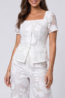 Load image into Gallery viewer, Ivory Square Neck Floral 2 Piece Single Breasted Lace Business Suits