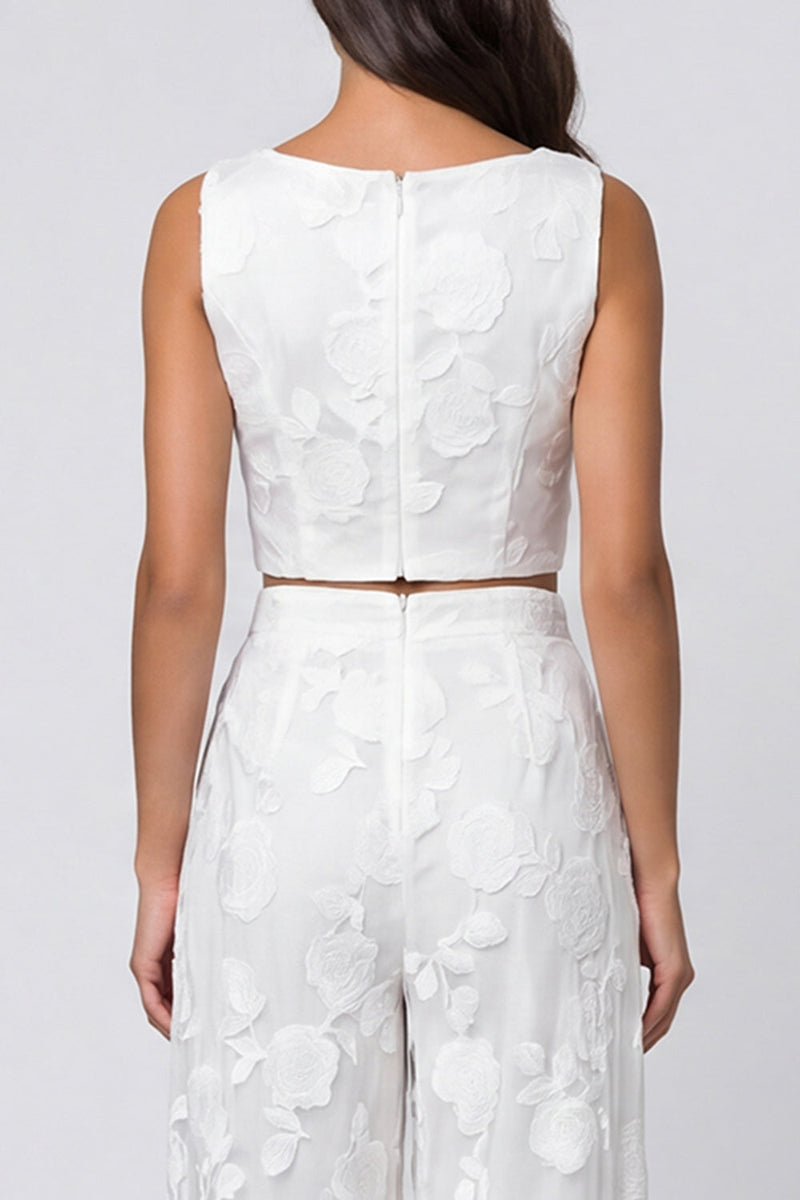 Load image into Gallery viewer, 2 Piece Scoop Floral Ivory Single Breasted Lace Business Suits