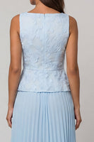 Load image into Gallery viewer, Floral Sky Blue 2 Piece Single Breasted Long Work Dress with Pleats