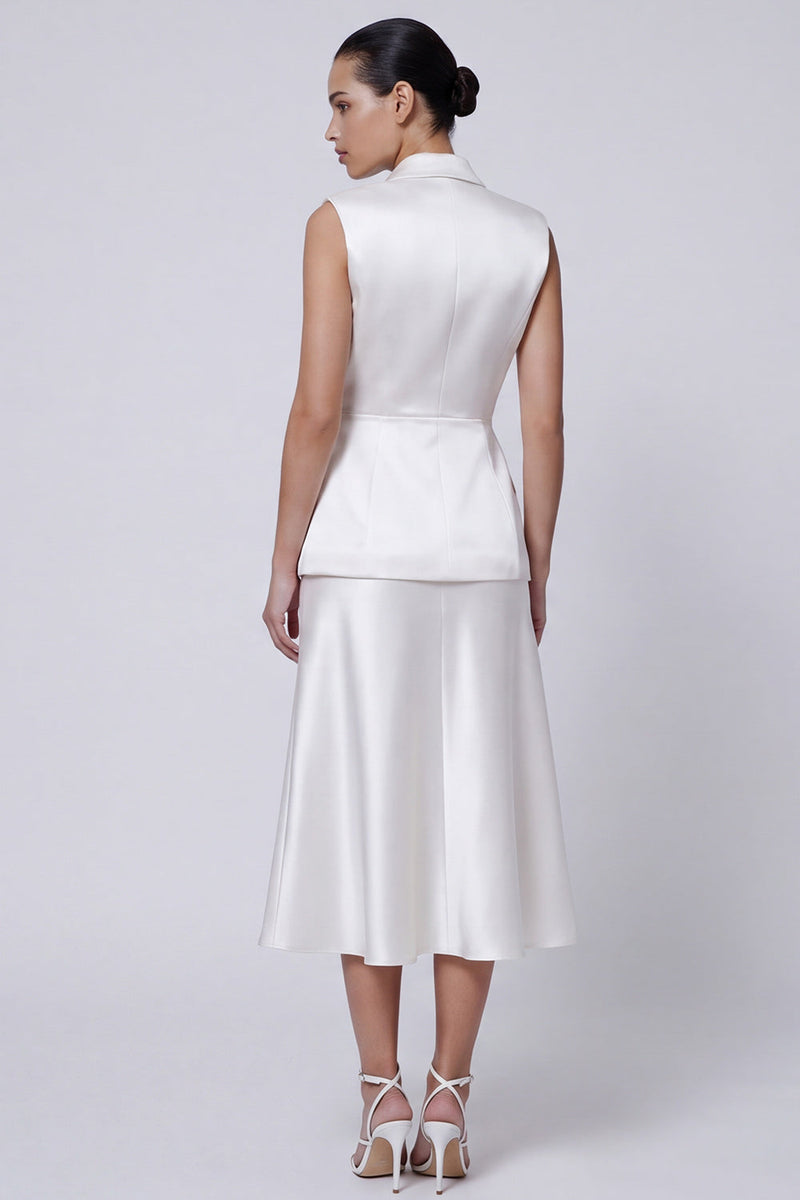 Load image into Gallery viewer, Ivory Midi Peak Lapel 2 Piece Single Breasted Business Suits