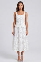 Load image into Gallery viewer, Ivory Floral 2 Piece Single Breasted Scoop Lace Long Work Dress