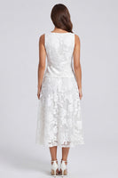 Load image into Gallery viewer, Ivory Floral 2 Piece Single Breasted Scoop Lace Long Work Dress