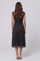 Load image into Gallery viewer, V-Neck Black and White Polka Dots Long A Line Work Dress