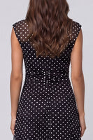 Load image into Gallery viewer, V-Neck Black and White Polka Dots Long A Line Work Dress