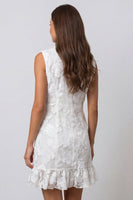 Load image into Gallery viewer, Short Ivory Double Breasted Floral Shawl Lapel Work Dress with Ruffles