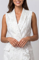 Load image into Gallery viewer, Short Ivory Double Breasted Floral Shawl Lapel Work Dress with Ruffles