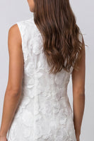 Load image into Gallery viewer, Short Ivory Double Breasted Floral Shawl Lapel Work Dress with Ruffles