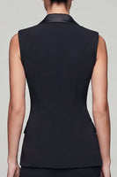 Load image into Gallery viewer, Double Breasted Black Short 2 Piece Peak Lapel Work Dress