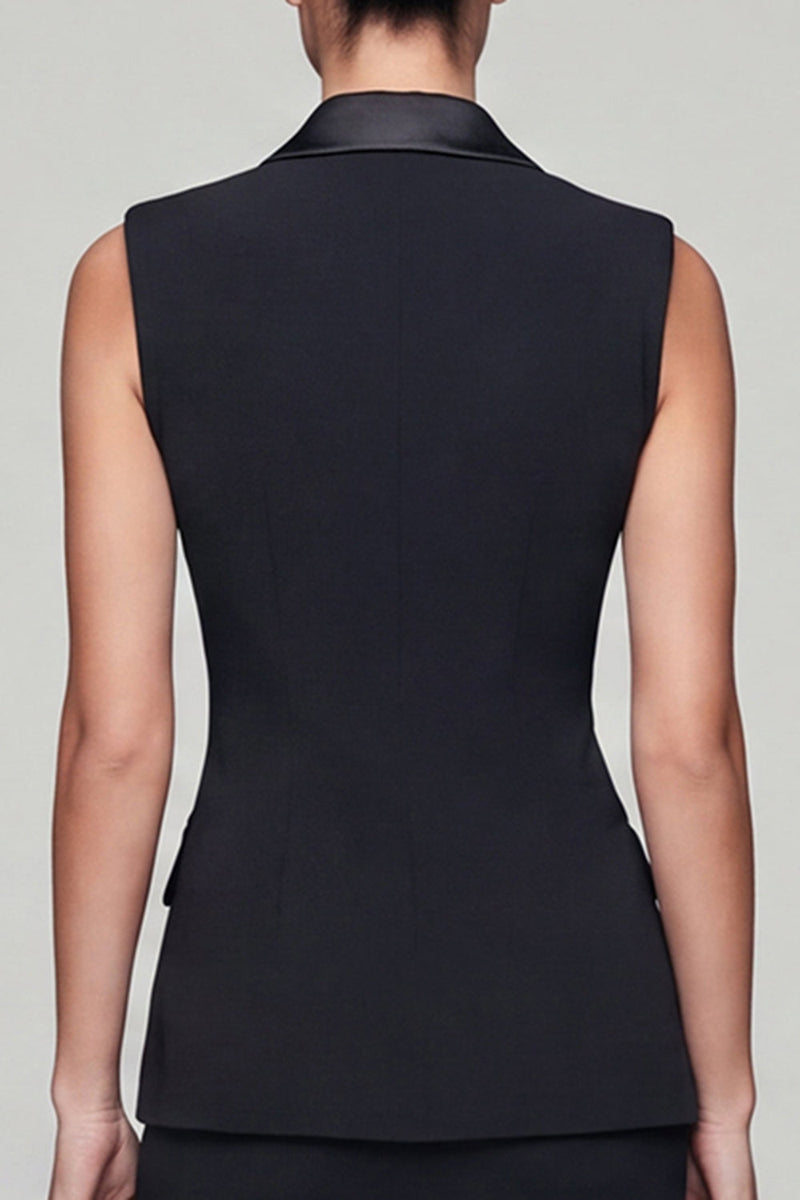 Load image into Gallery viewer, Double Breasted Black Short 2 Piece Peak Lapel Work Dress