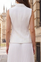 Load image into Gallery viewer, Ivory Midi 2 Piece Double Breasted Peak Lapel Business Suits with Pleats