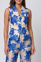 Load image into Gallery viewer, Blue 2 Piece Floral Shawl Lapel Single Breasted Business Suits