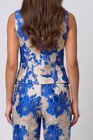Load image into Gallery viewer, Blue 2 Piece Floral Shawl Lapel Single Breasted Business Suits