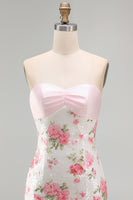 Load image into Gallery viewer, Sparkly Strapless Sequins Tight Short Light Pink Floral Birthday Party Dress