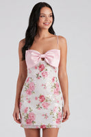 Load image into Gallery viewer, Sparkly Sequins Floral Short Tight Light Pink Birthday Party Dress with Bow